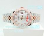 Replica Rolex Datejust White Diamond Dial 2-Tone Rose Gold Case Watch